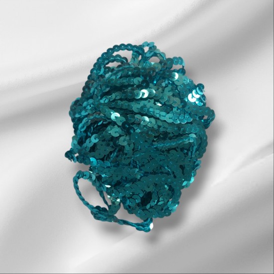 Пайетки на нитке d=6 мм  голубой, цена за 10 м